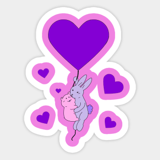 Valentine Hamster Bunny Heart Baloon Sticker